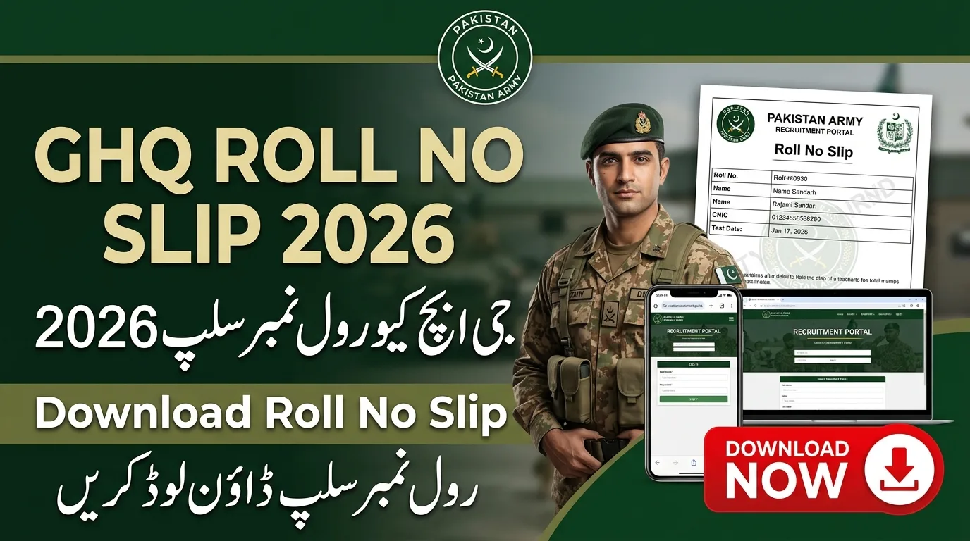 GHQ Roll No Slip 2026 @amdte-rect.gov.pk