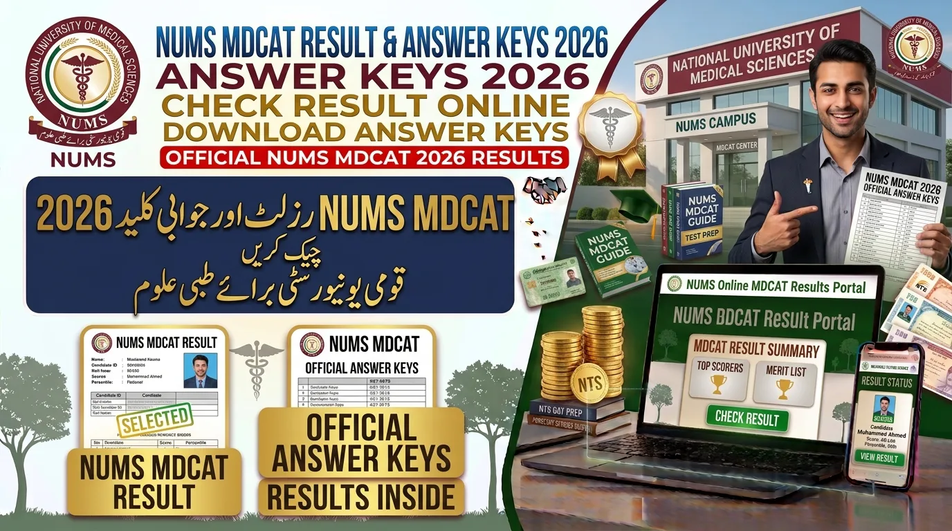 NUMS MDCAT Result 2026 Answer Key 13 September 2026