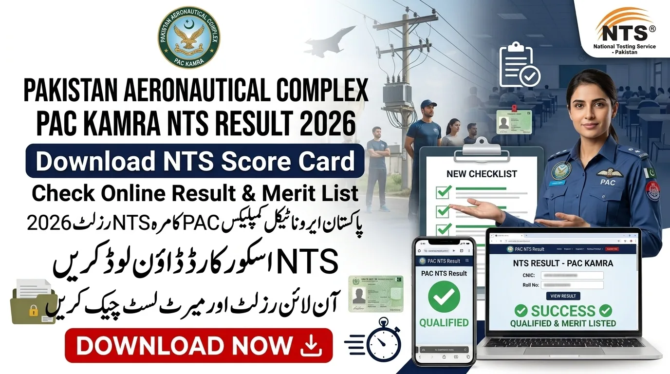 Pakistan Aeronautical Complex PAC Kamra NTS Result Answer Keys