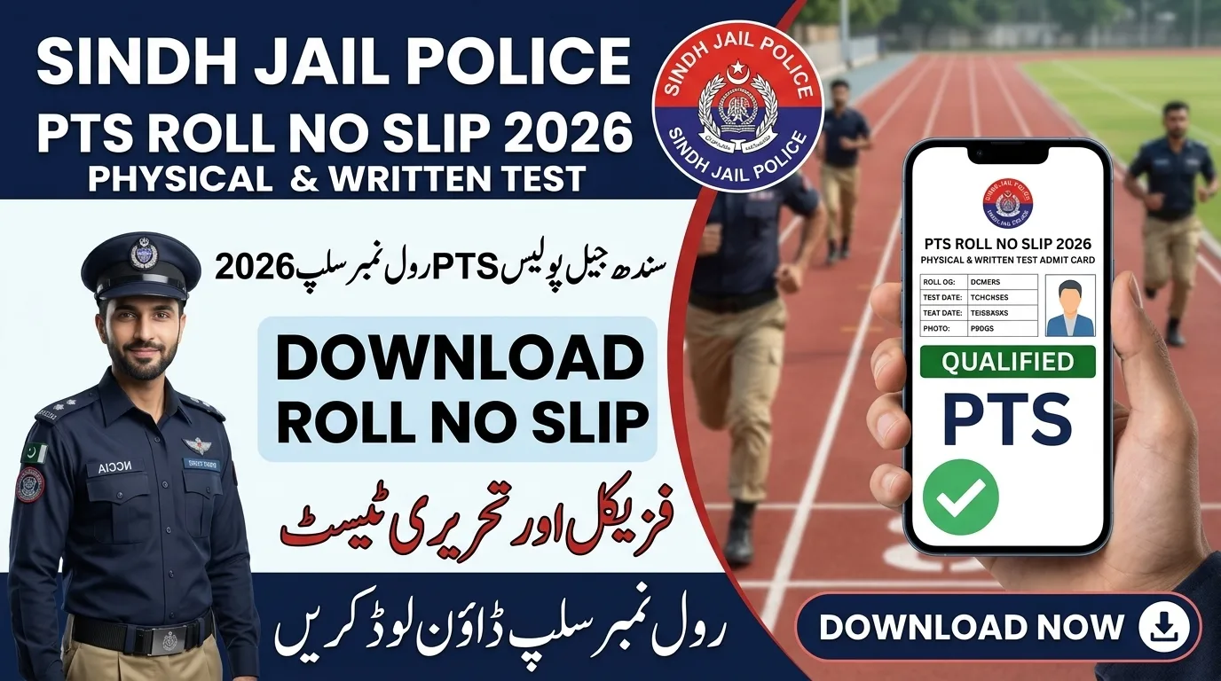 Sindh Jail Police PTS Roll No Slip Physical & Written Test